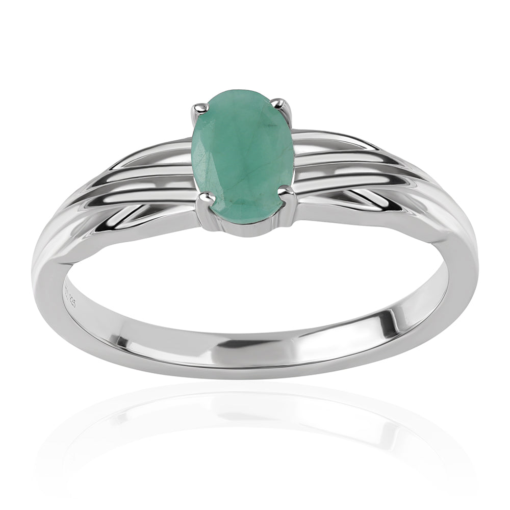 Anel de Prata com Esmeralda do Brasil