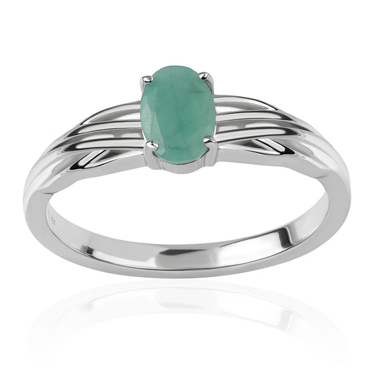 Anel de Prata com Esmeralda do Brasil