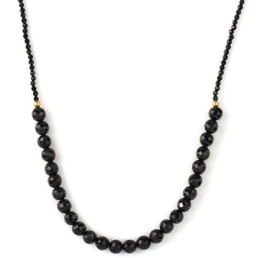 Colar de Prata com Banho de Ouro com Espinela Preta