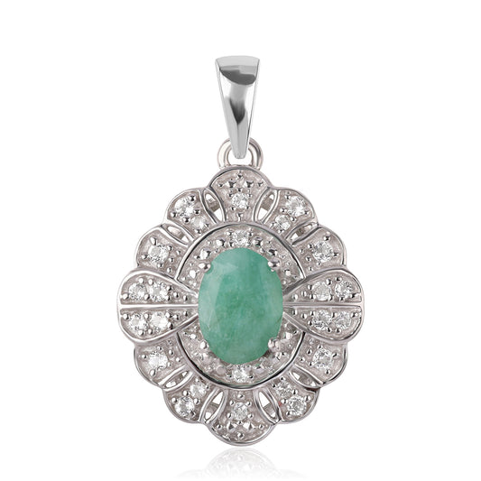 Pendente de Prata com Esmeralda do Brasil e Topázio Branco