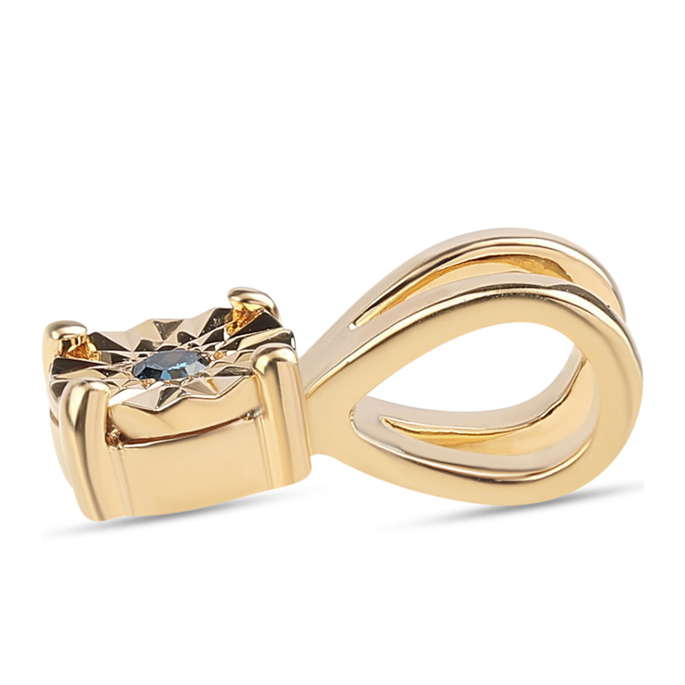 Pendente de Prata com Banho de Ouro com Diamante Azul 2 