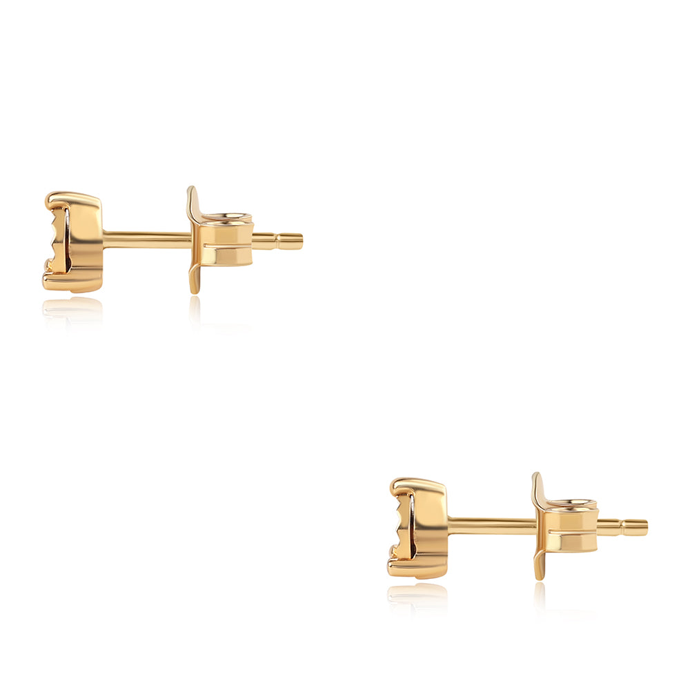 Brincos de Prata com Banho de Ouro com Diamante Azul 3 