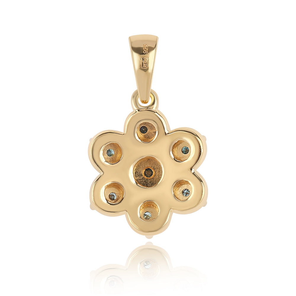 Pendente de Prata com Banho de Ouro com Diamante Azul