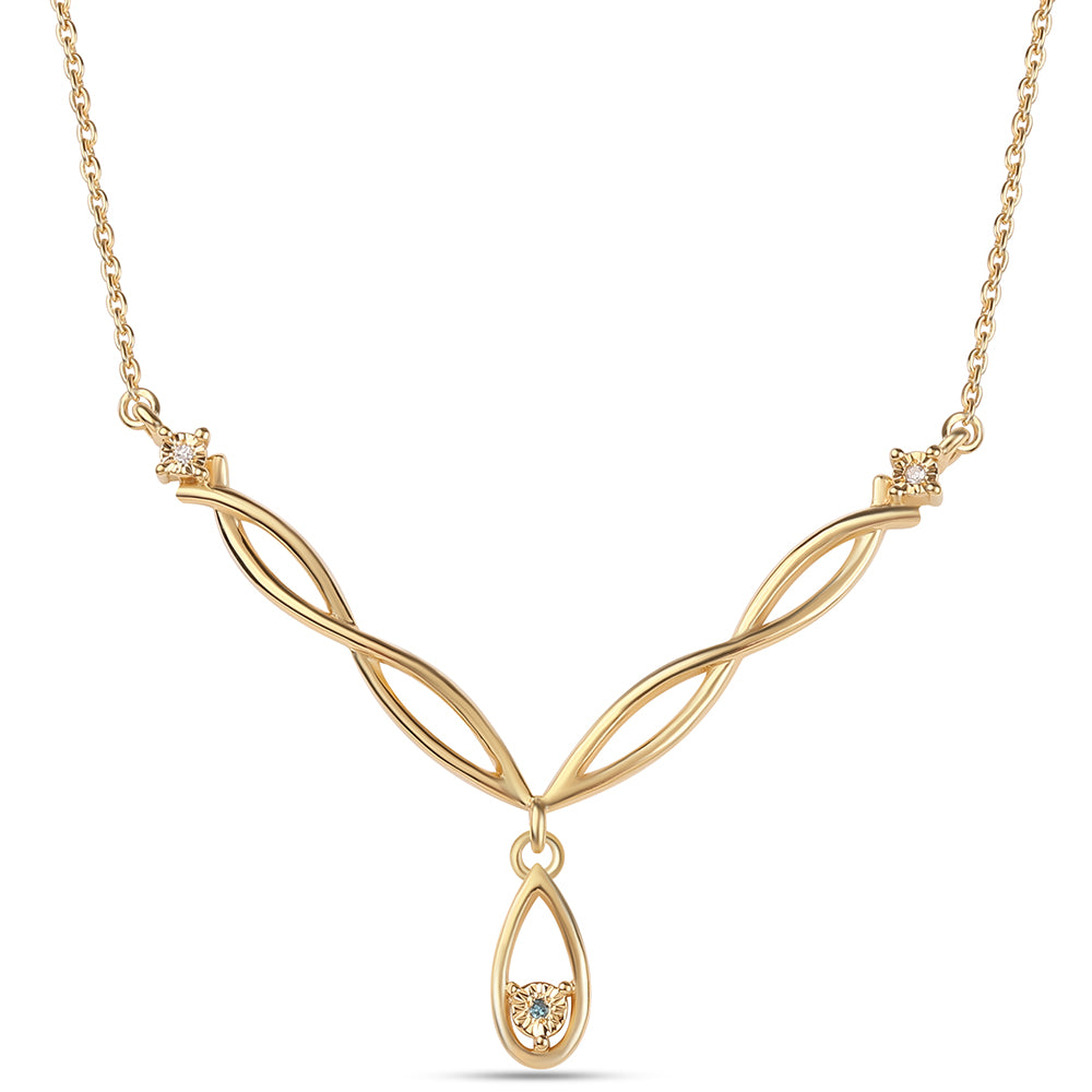 Colar de Prata com Banho de Ouro com Diamante Azul e Diamante Branco  Contraste: Cabeca de Veado (800)