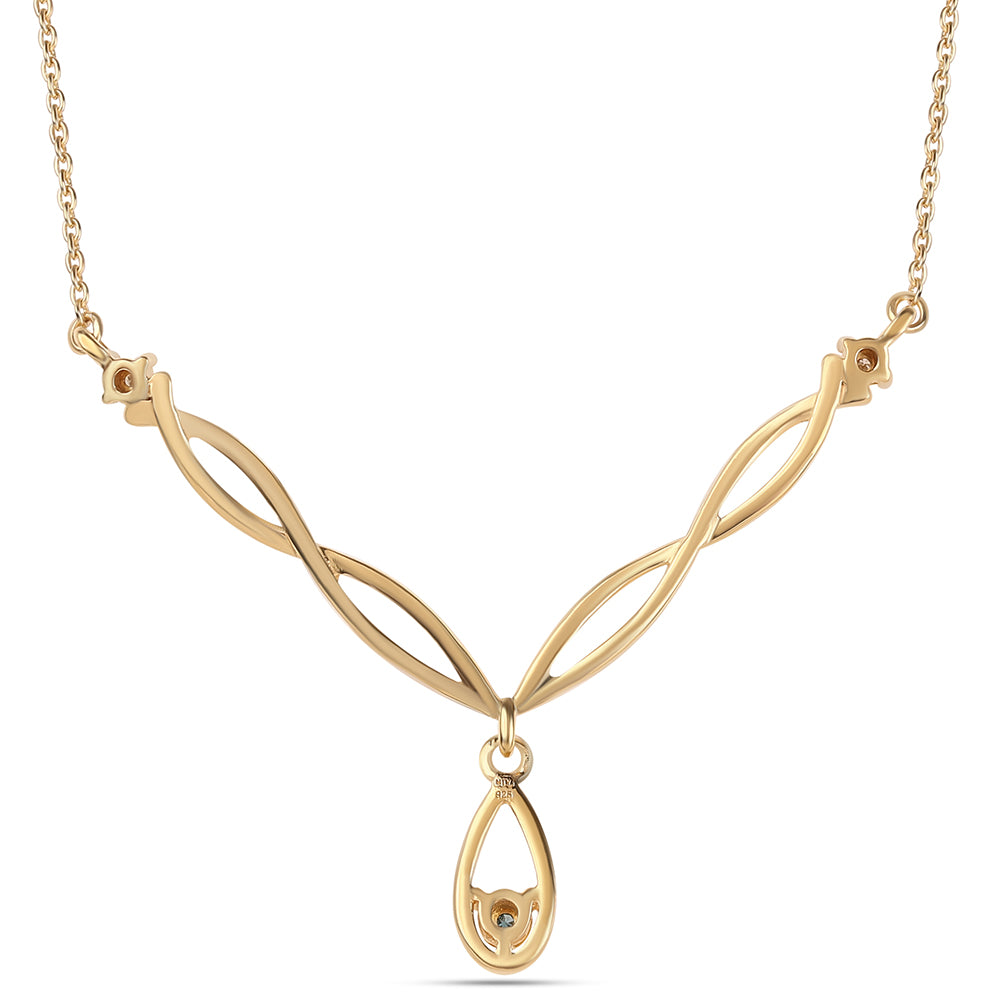 Colar de Prata com Banho de Ouro com Diamante Azul e Diamante Branco  Contraste: Cabeca de Veado (800) 3 