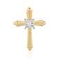 Cruz Pendente de Prata com Banho de Ouro com Diamante Branco