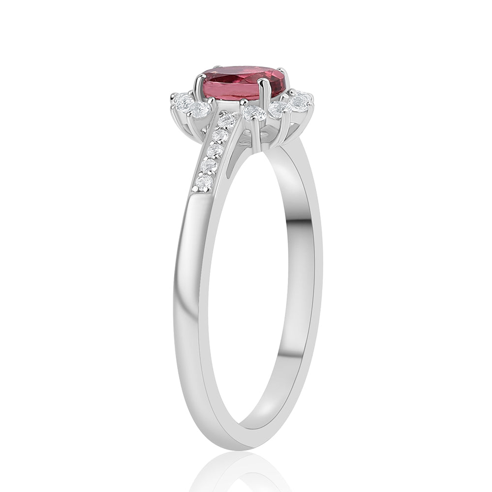 Anel de Prata com Rubelita das Minas do Cruzeiro e Topázio Branco