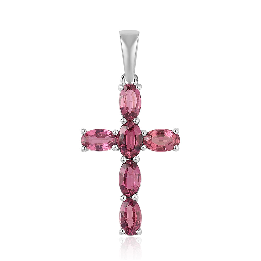 Cruz Pendente de Prata com Rubelita das Minas do Cruzeiro 1 