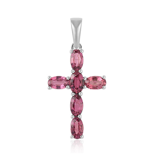 Cruz Pendente de Prata com Rubelita das Minas do Cruzeiro