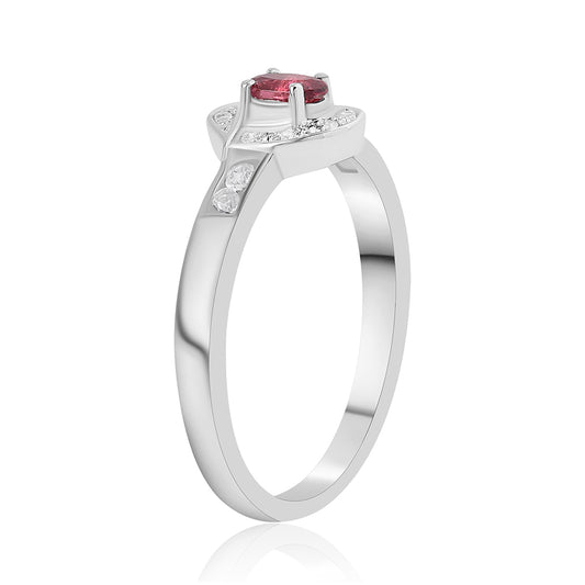 Anel de Prata com Rubelita das Minas do Cruzeiro e Topázio Branco  Contraste: Cabeca de Veado (800)