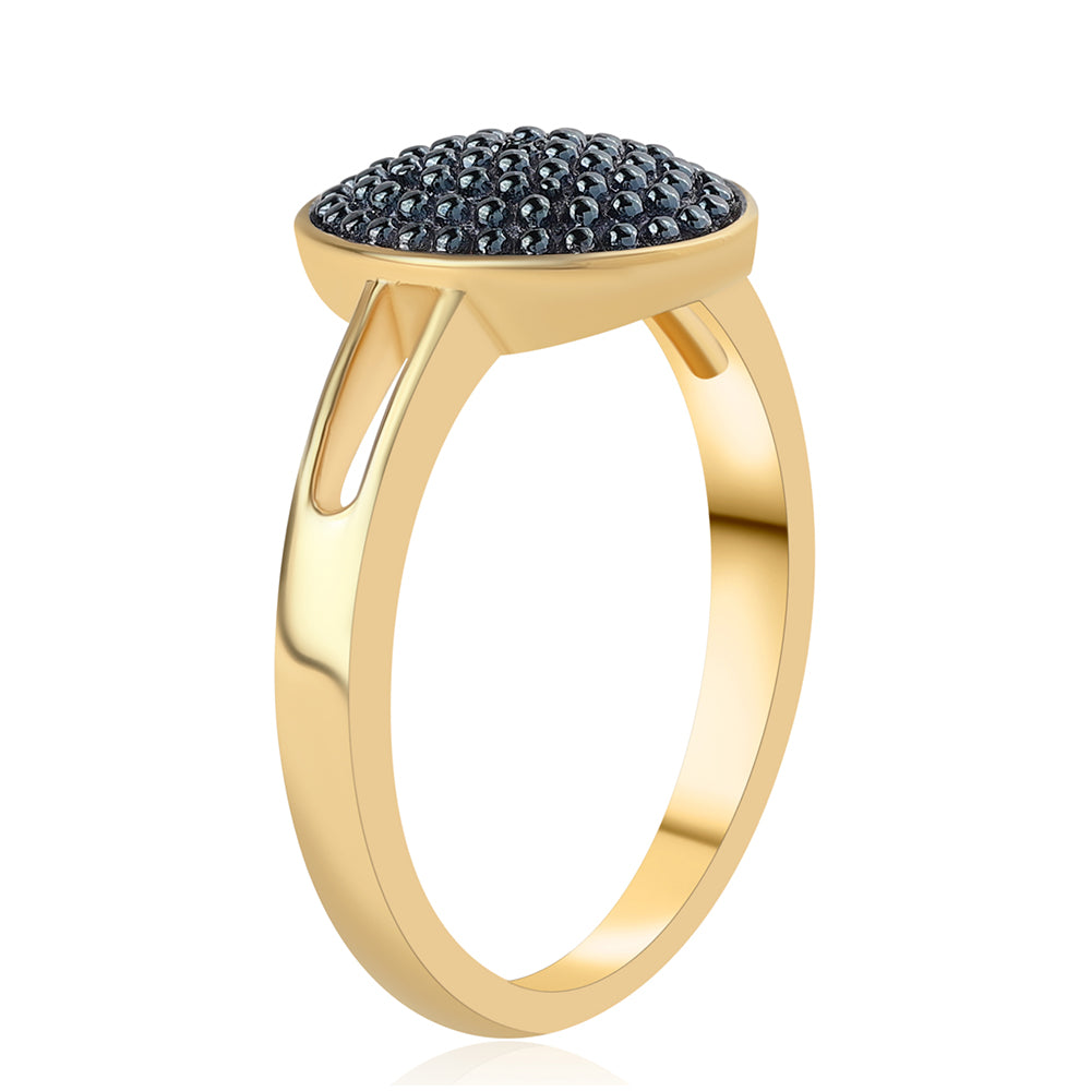 Anel de Prata com Banho de Ouro com Diamante Azul  Contraste: Cabeca de Veado (800) 2 