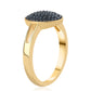 Anel de Prata com Banho de Ouro com Diamante Azul  Contraste: Cabeca de Veado (800)