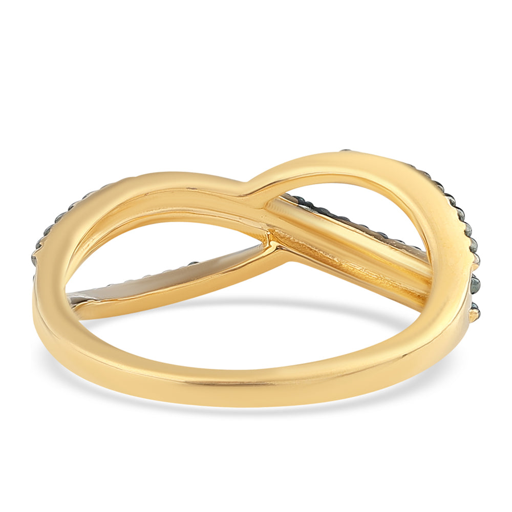 Anel de Prata com Banho de Ouro com Diamante Azul 3 