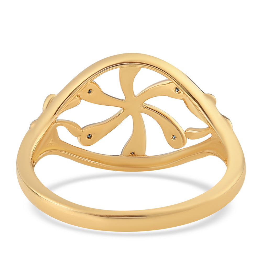 Anel de Prata com Banho de Ouro com Diamante Azul 3 