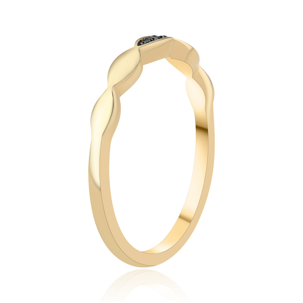 Anel de Prata com Banho de Ouro com Diamante Azul 2 