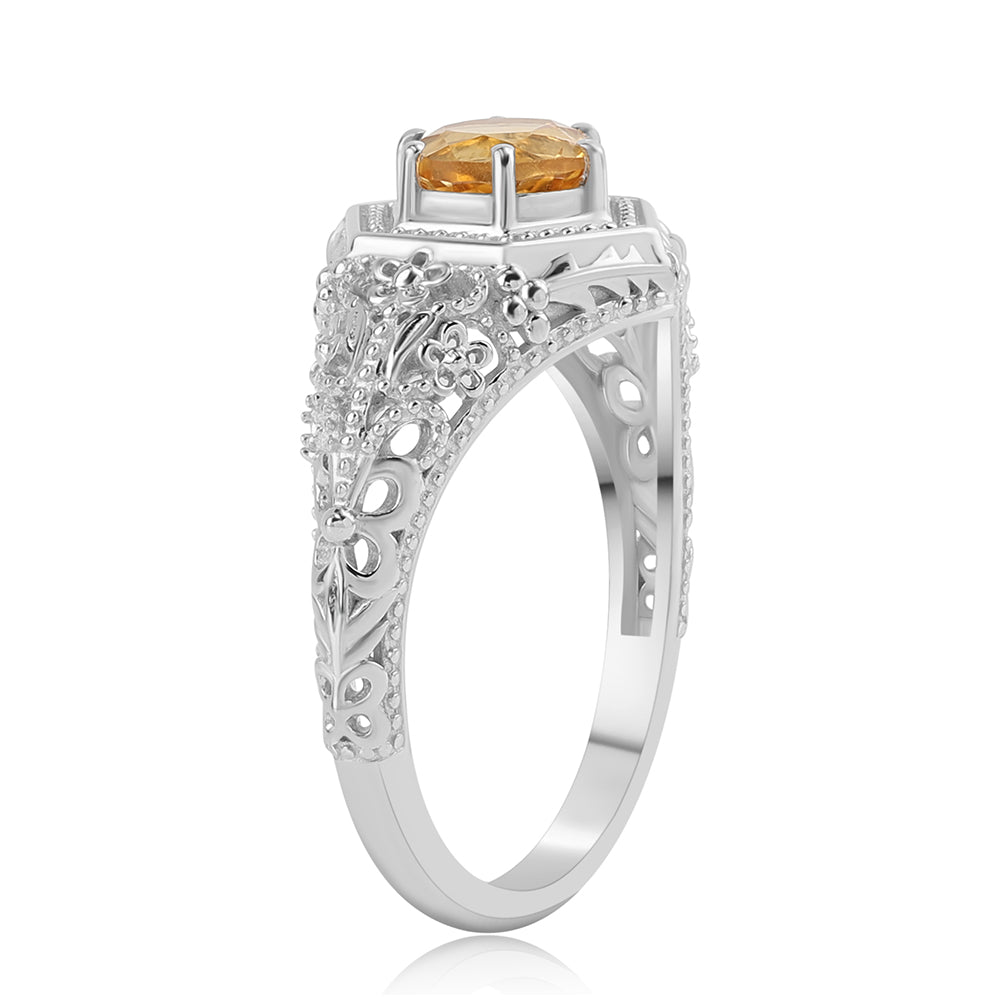 Anel de Prata com Citrino  Contraste: Cabeca de Veado (800)