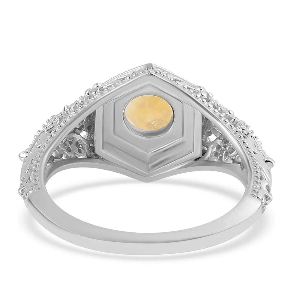 Anel de Prata com Citrino  Contraste: Cabeca de Veado (800)