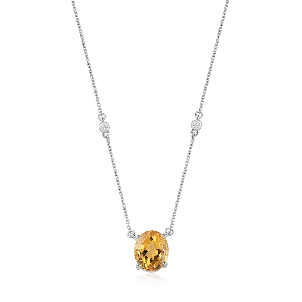 Colar de Prata com Citrino e Topázio Branco  Contraste: Cabeca de Veado (800)