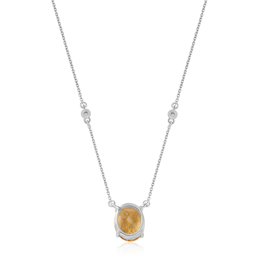 Colar de Prata com Citrino e Topázio Branco  Contraste: Cabeca de Veado (800)