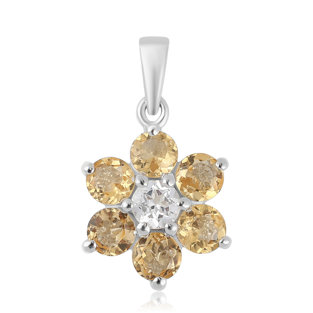 Pendente de Prata com Citrino e Topázio Branco