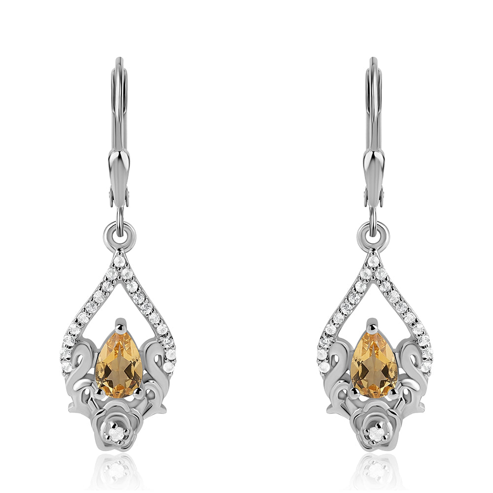 Brincos de Prata com Citrino e Topázio Branco