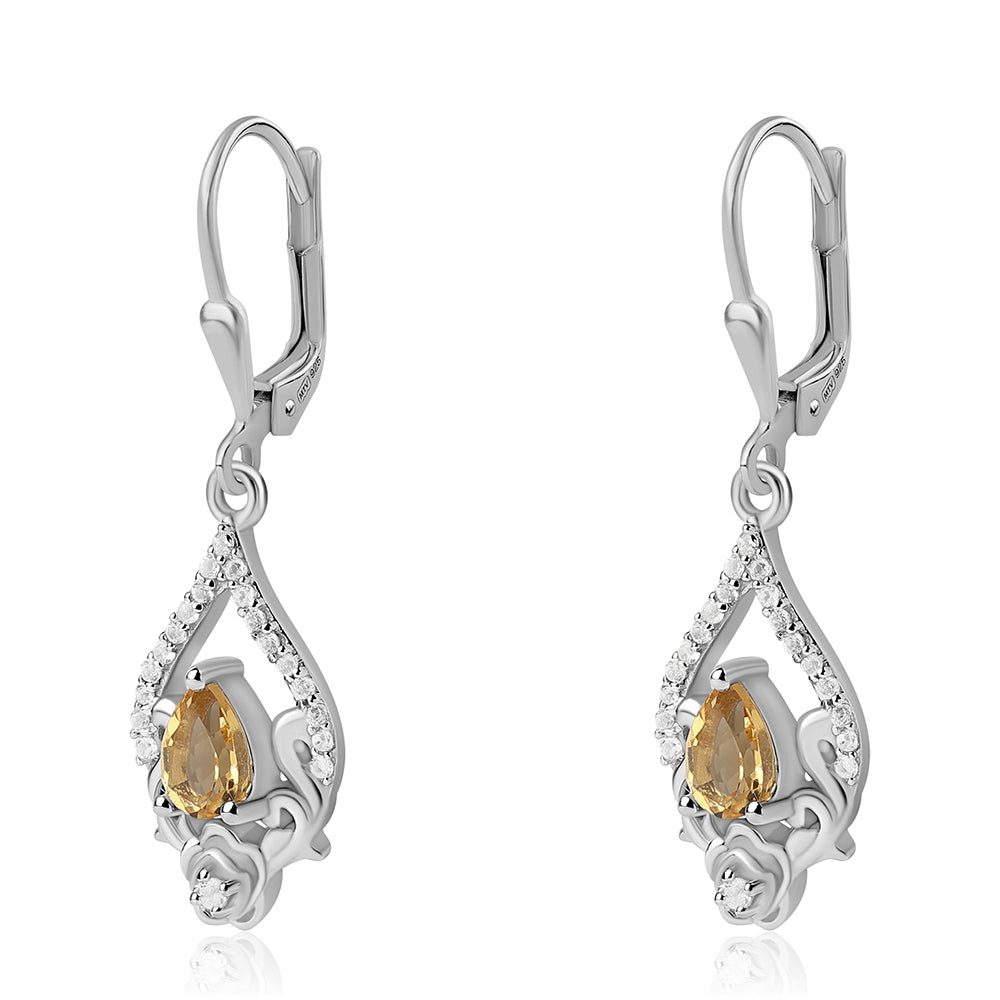Brincos de Prata com Citrino e Topázio Branco 2 