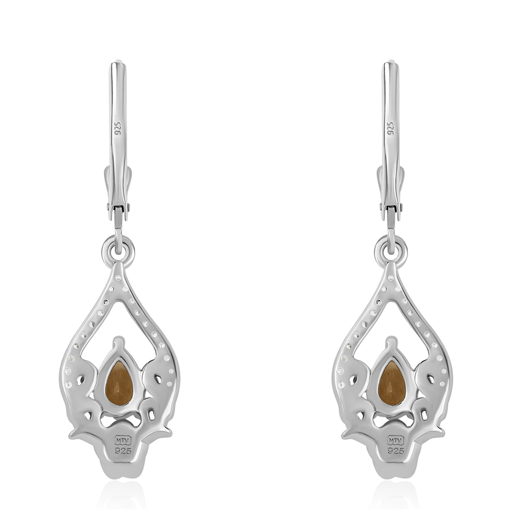 Brincos de Prata com Citrino e Topázio Branco 3 