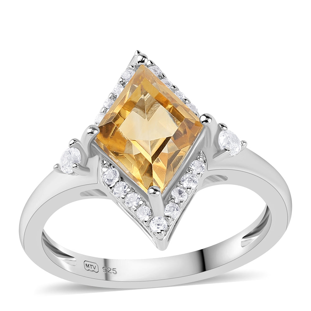 Anel de Prata com Citrino e Topázio Branco  Contraste: Cabeca de Veado (800) 1 