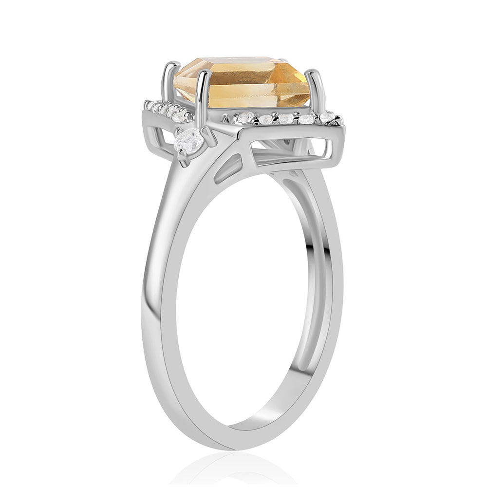 Anel de Prata com Citrino e Topázio Branco  Contraste: Cabeca de Veado (800) 2 