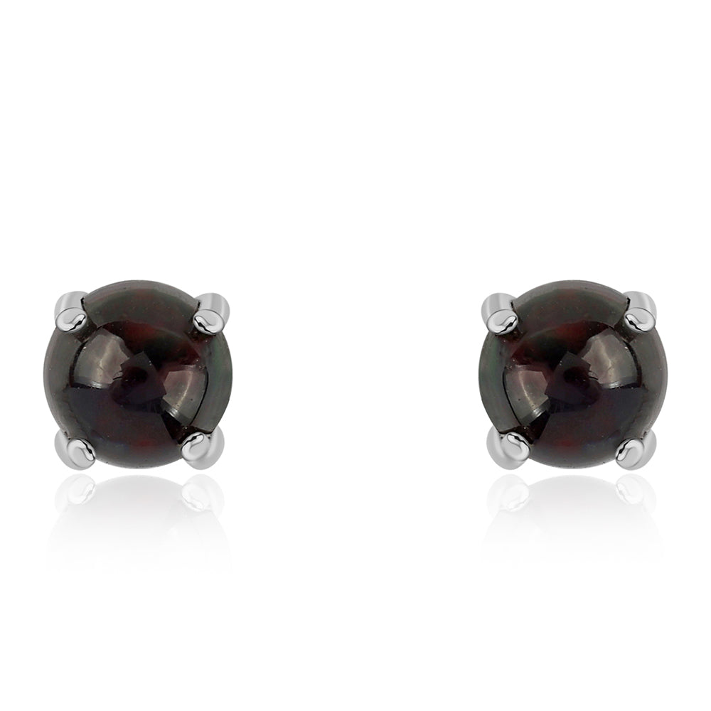 Brincos de Prata com Opala Preta de Lega Dembi da Etiópia 2 