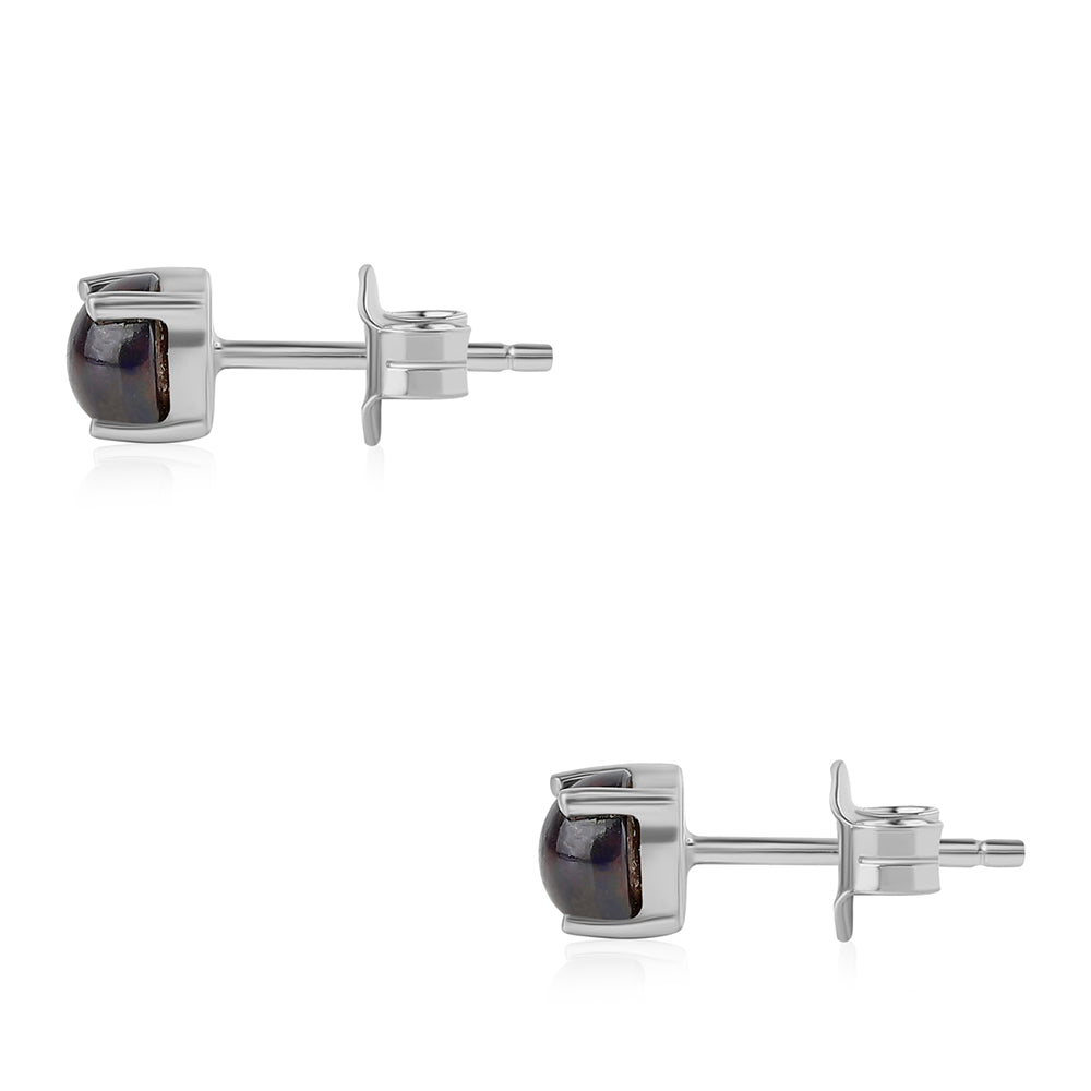 Brincos de Prata com Opala Preta de Lega Dembi da Etiópia