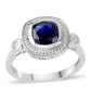 Anel de Prata com Safira Azul Australiana e Topázio Branco  Contraste: Cabeca de Veado (800)