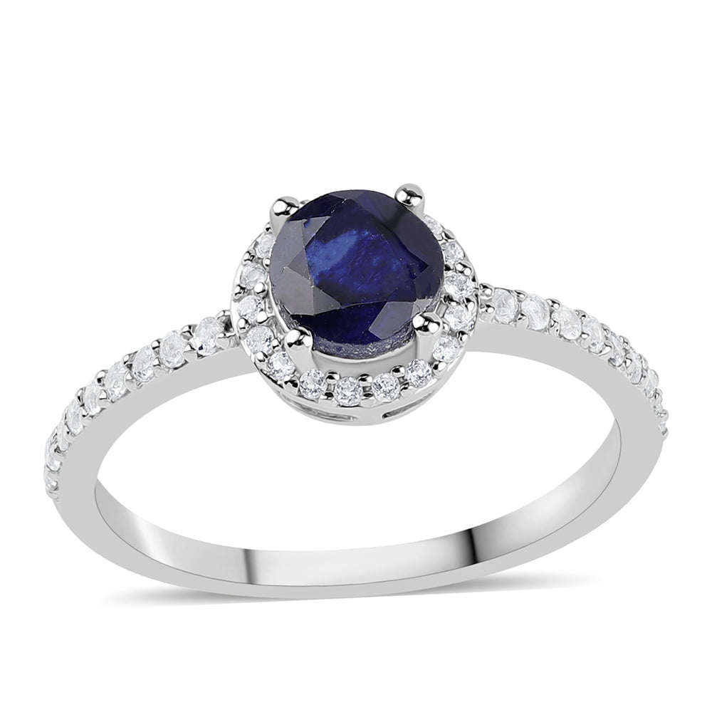 Anel de Prata com Safira Azul Australiana e Topázio Branco 1 