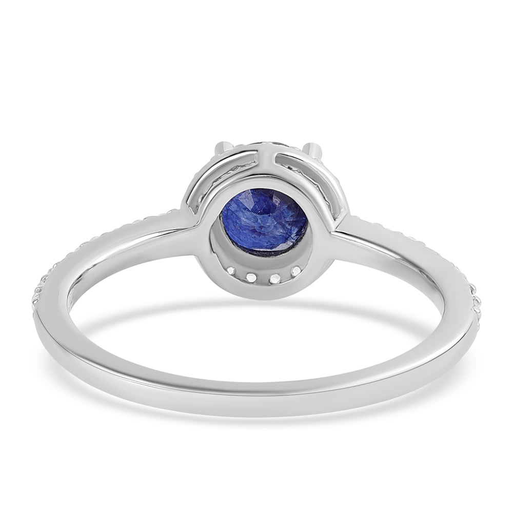 Anel de Prata com Safira Azul Australiana e Topázio Branco 3 