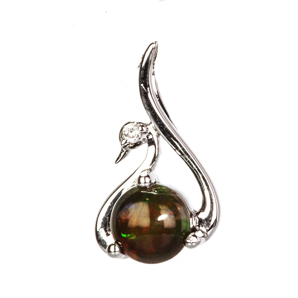 Pendente de Prata com Opala Preta de Lega Dembi da Etiópia e Topázio Branco 1 