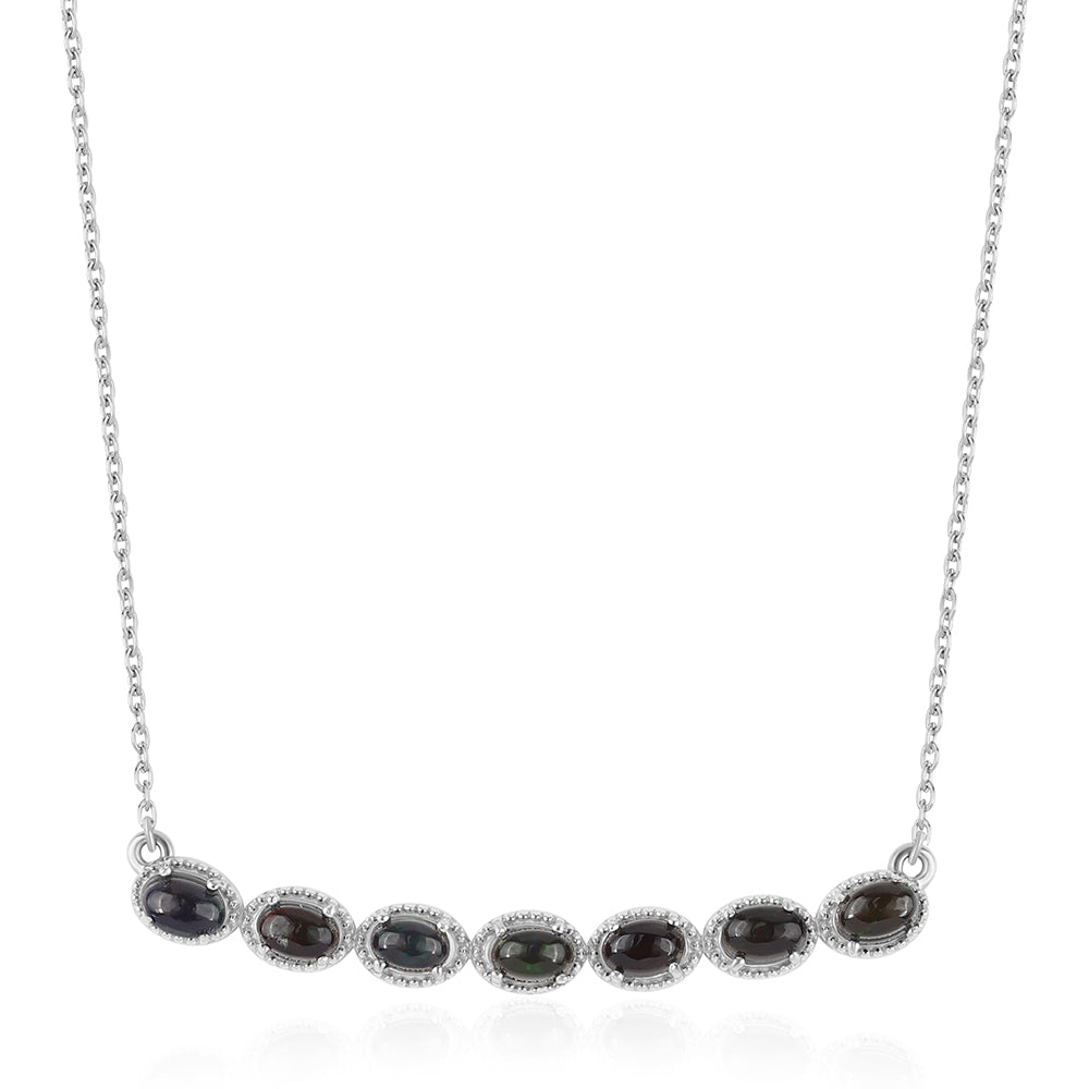 Colar de Prata com Opala Preta de Lega Dembi da Etiópia  Contraste: Cabeca de Veado (800) 1 