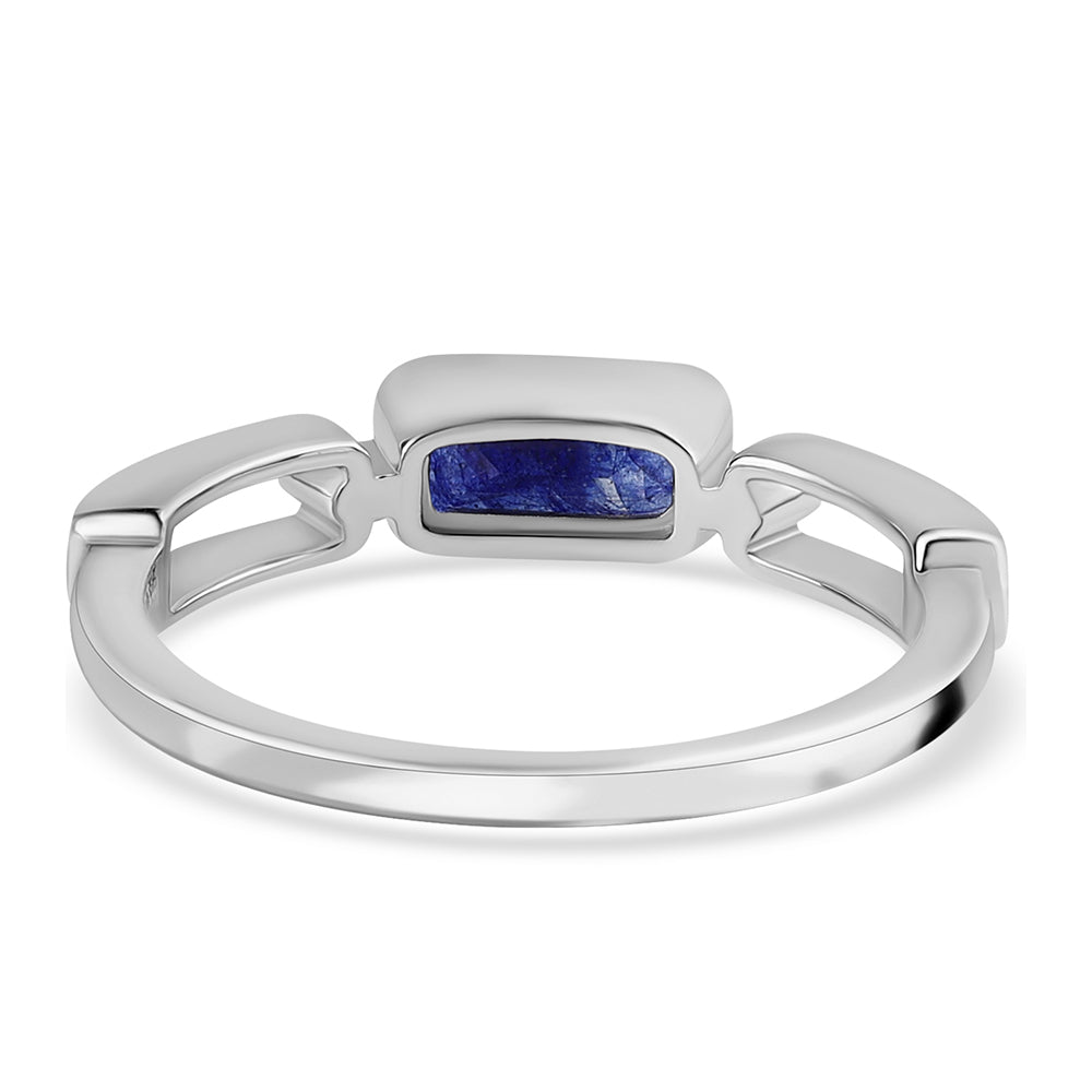 Anel de Prata com Safira Azul Australiana
