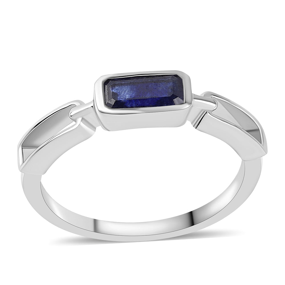 Anel de Prata com Safira Azul Australiana 1 