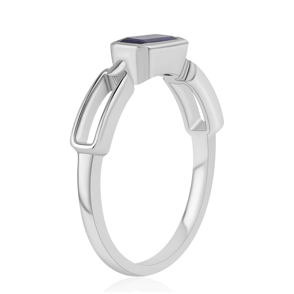 Anel de Prata com Safira Azul Australiana 3 