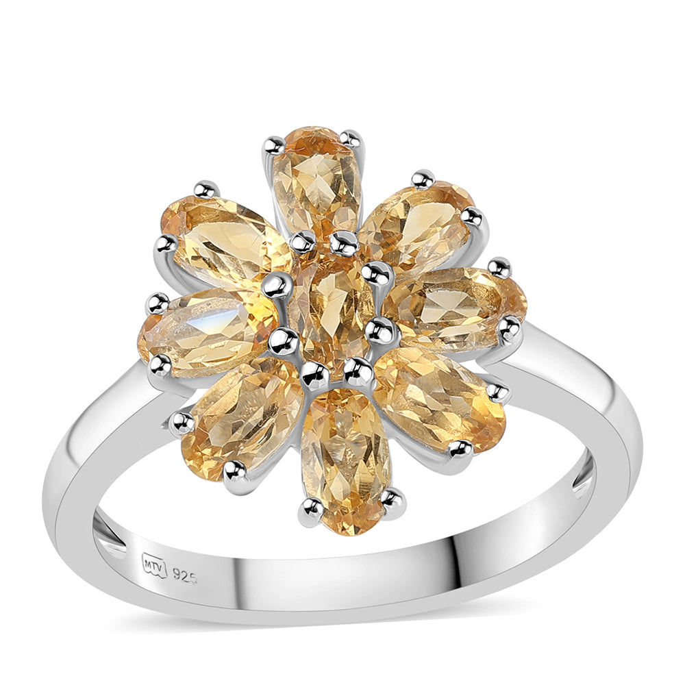 Anel de Prata com Citrino  Contraste: Cabeca de Veado (800)