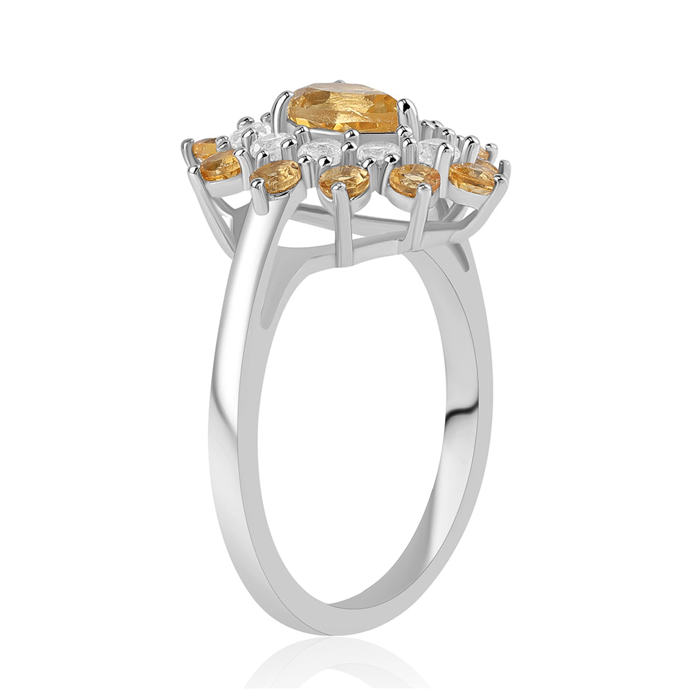 Anel de Prata com Citrino e Topázio Branco  Contraste: Cabeca de Veado (800) 2 