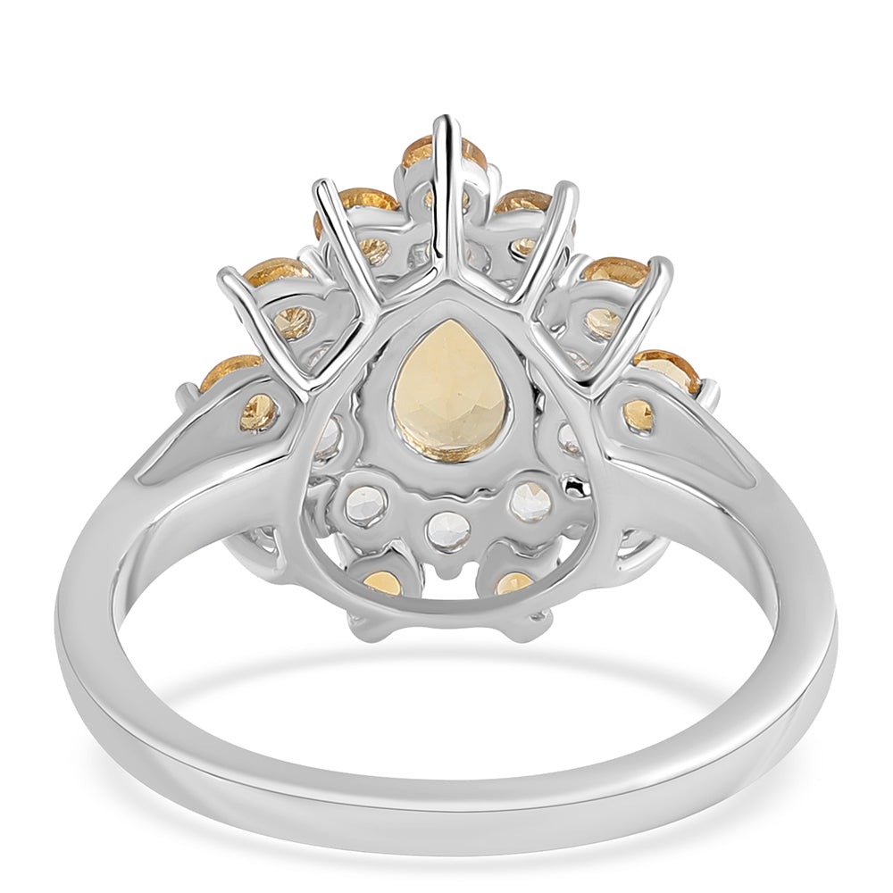 Anel de Prata com Citrino e Topázio Branco  Contraste: Cabeca de Veado (800)