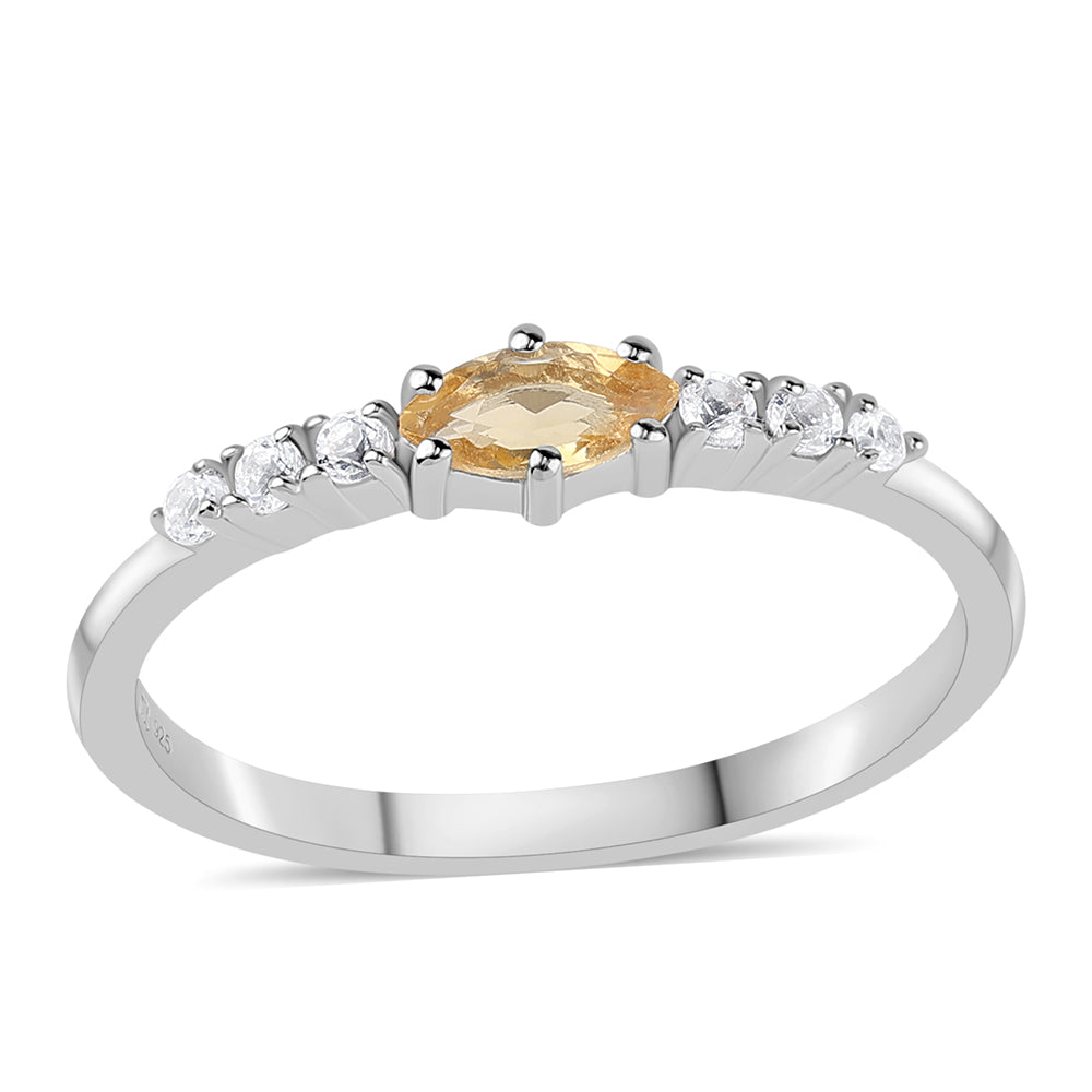 Anel de Prata com Citrino e Topázio Branco