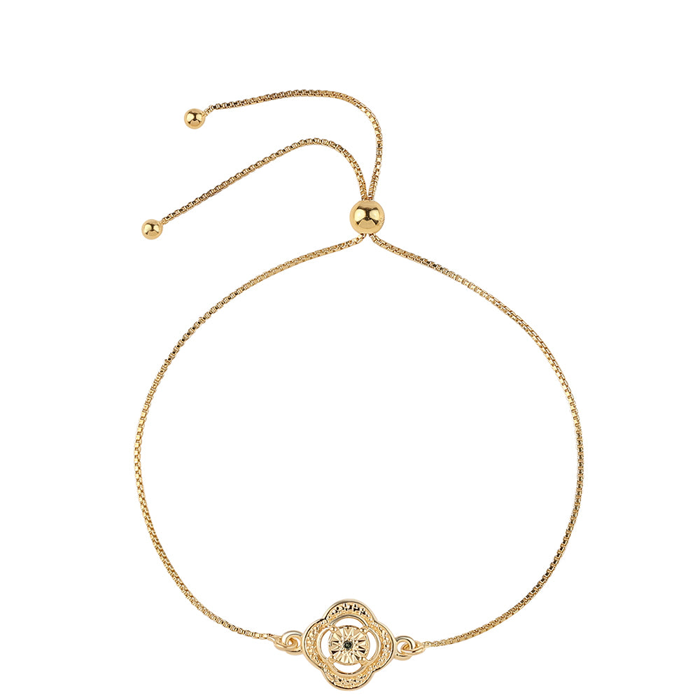 Pulseira de Prata com Banho de Ouro com Diamante Verde