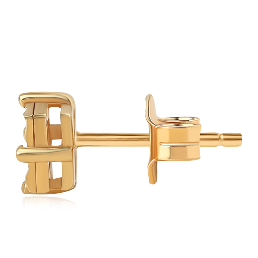 Brincos de Prata com Banho de Ouro com Diamante Verde