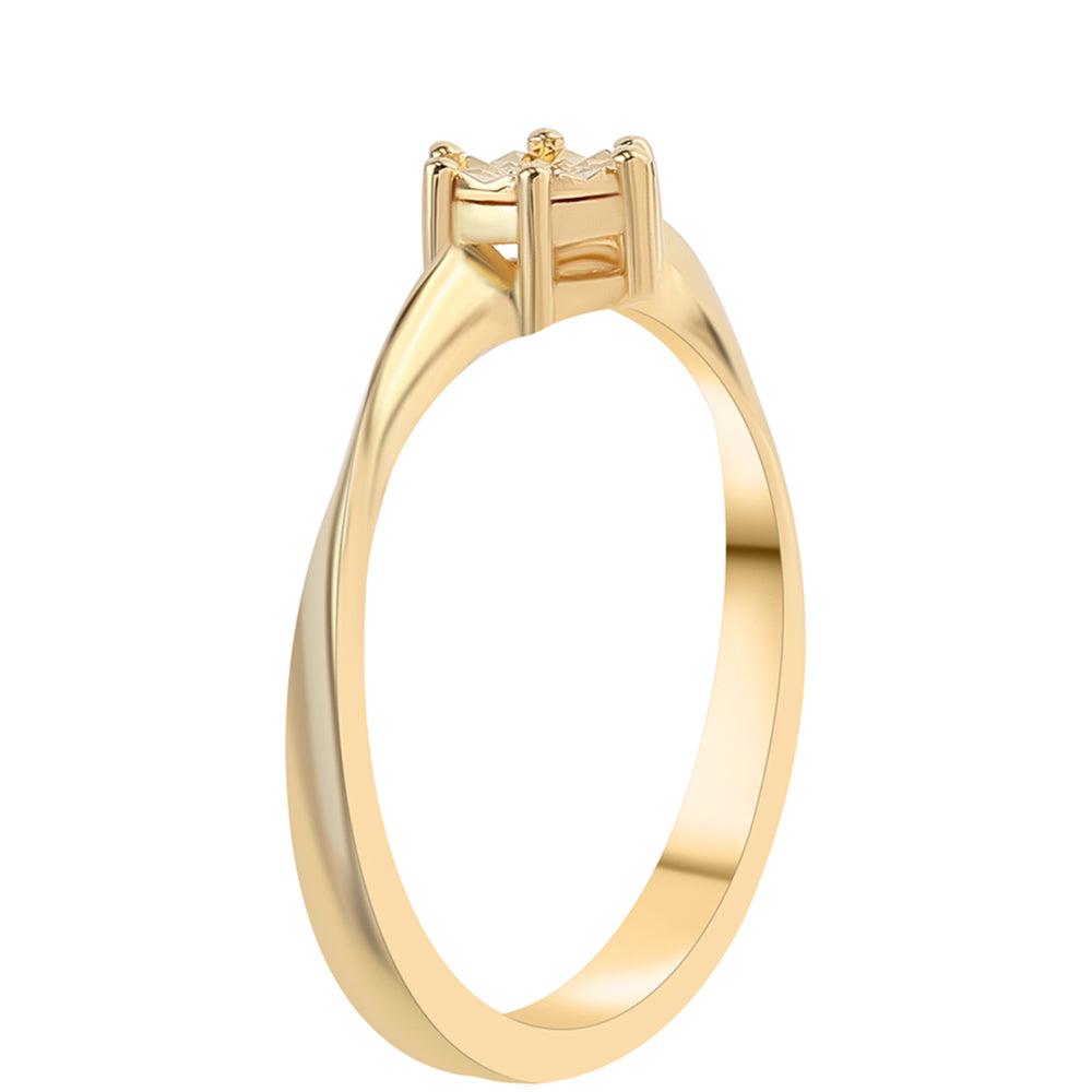 Anel de Prata com Banho de Ouro com Diamante Verde