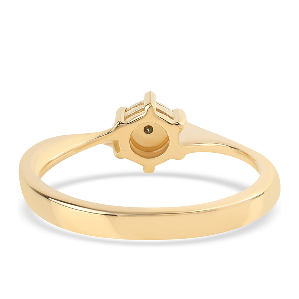 Anel de Prata com Banho de Ouro com Diamante Verde