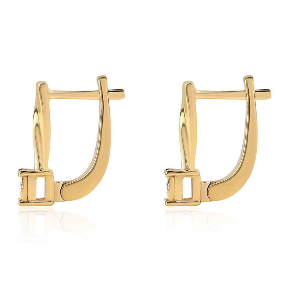 Brincos de Prata com Banho de Ouro com Diamante Verde