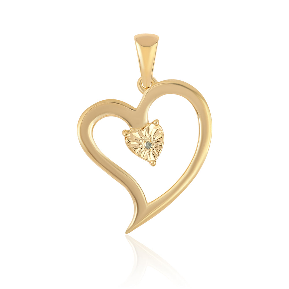 Pendente de Prata com Banho de Ouro com Diamante Verde 1 