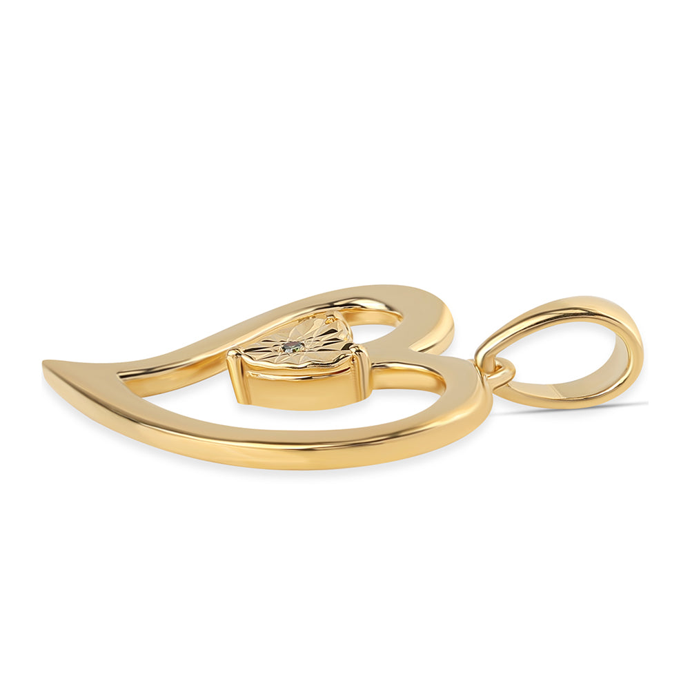 Pendente de Prata com Banho de Ouro com Diamante Verde 2 